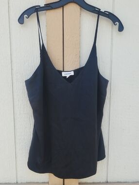 L'Agence Silk Camisole Rich Mom Luxury Black Small Old Money Tank Edgy Preppy